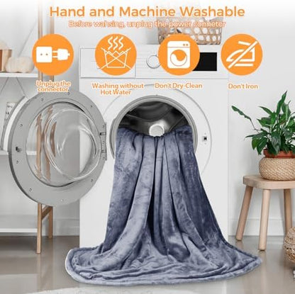 Couverture chauffante réversible en flanelle et cachemire sherpa avec réglages de chaleur et sécurité