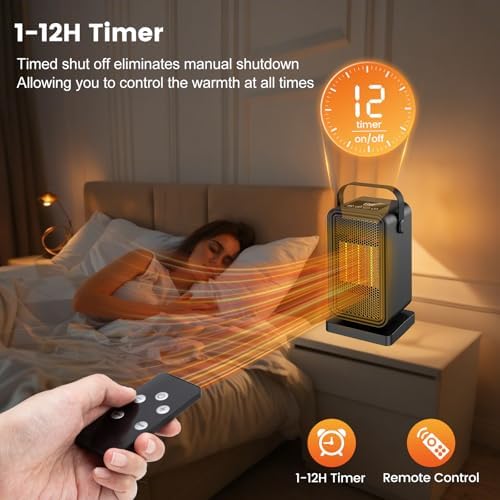 Chauffage d'appoint rapide et économe en énergie avec minuterie et sécurité