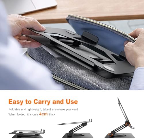 Support pour ordinateur portable ergonomique avec base rotative à 360° et design pliable