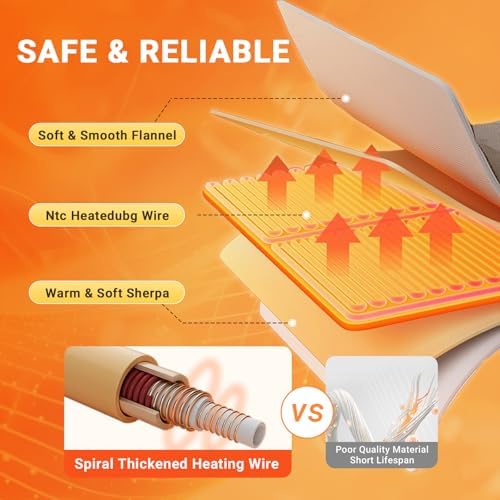 Couverture chauffante en flanelle douce avec 10 niveaux de chauffage et arrêt automatique