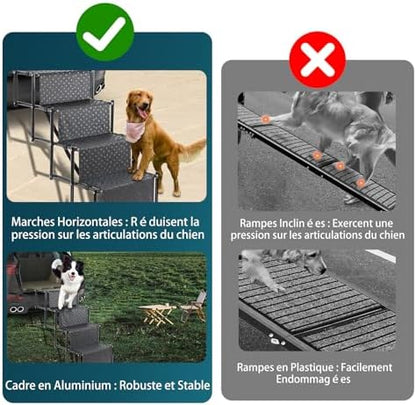 Escalier pour chien robuste et pliable avec surface antidérapante