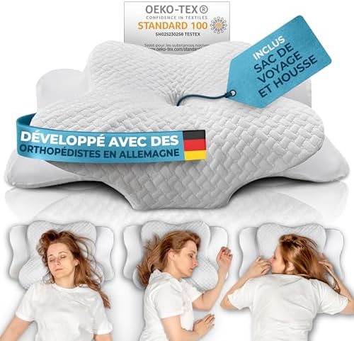 Oreiller ergonomique cervical pour un sommeil réparateur et sans douleur