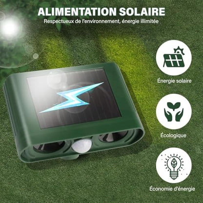 Répulsif pour chats avec modulation de fréquence et énergie solaire