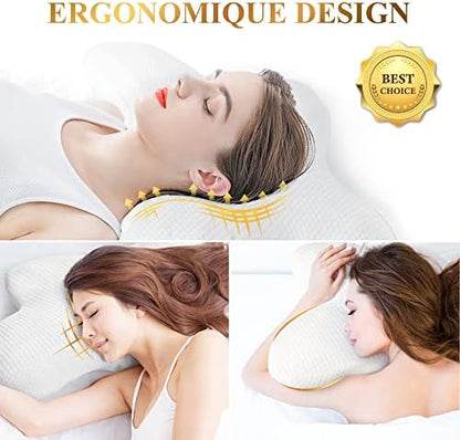 Oreiller ergonomique cervical en mousse à mémoire de forme pour un sommeil relaxant