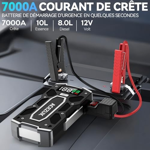 Booster batterie voiture puissant 7000A pour démarrage rapide et sécurisé