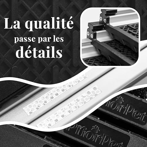 Rampe chien voiture rétractable et sécurisée avec bandes réfléchissantes