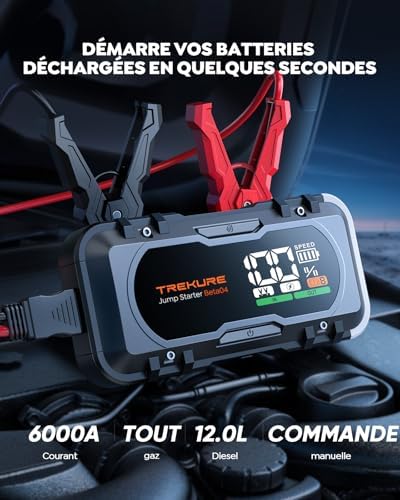 Booster batterie voiture multifonction 8-en-1 avec charge rapide et sécurité optimale