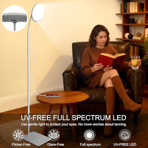 Lampe luminothérapie puissante avec réglages de couleur et recharge USB-A