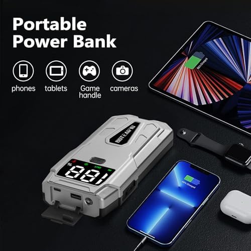 Booster Batterie Voiture Puissant avec Écran LCD et Lampe LED d'Urgence