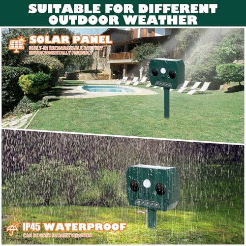 Répulsif pour chats extérieur puissant avec ultrasons et recharge solaire