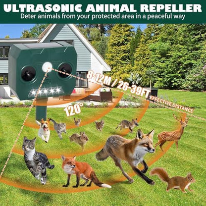 Répulsif pour chats extérieur puissant avec ultrasons et recharge solaire