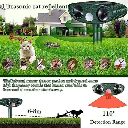 Répulsif pour chats à ultrasons avec énergie solaire et design imperméable